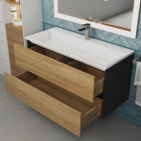 Подвесная тумба под раковину для ванной uperwood Barsa_100 см, черная/дуб сонома 293020540
