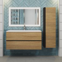 Подвесная тумба под раковину для ванной uperwood Barsa_100 см, черная/дуб сонома 293020540