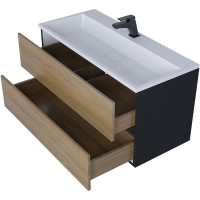 Подвесная тумба под раковину для ванной uperwood Barsa_100 см, черная/дуб сонома 293020540