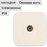 Розетка TВ простая TDM ELECTRIC слоновая кость (0-2400 Гц,  "мама") открытой установки, IP20 серия "Дача" Народная SQ1824-0026