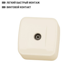 Розетка TВ простая TDM ELECTRIC слоновая кость (0-2400 Гц,  "мама") открытой установки, IP20 серия "Дача" Народная SQ1824-0026