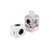Разветвитель ROCKETSOCKET Cube Original 4 Euro 16A, 3 USB 2A+C с блоком 5В/3.0А  цвет серый GN1205