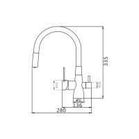 Смеситель для кухни SHEVANIK с подключением к фильтру питьевой воды темно-серый S668Y