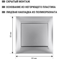 Выключатель на 2 направления 1 клавишный, серебристый металлик TDM ELECTRIC 10А серия"Лама" SQ1815-0206