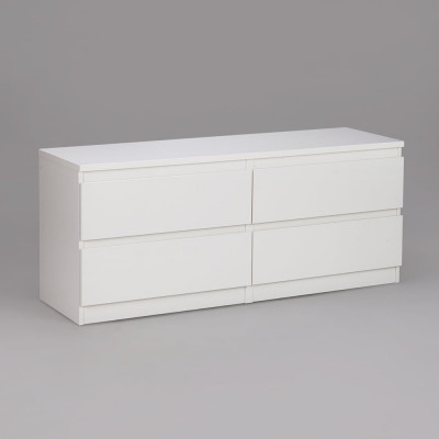 Тумба для ТВ Гуд ЛАКК КАСТОР 4 ящика, 129x39x54 см, белая 2.03.03.100.1