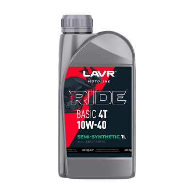 Моторное масло LAVR MOTO RIDE BASIC 4T 10W40 SL, 1 л Ln7749