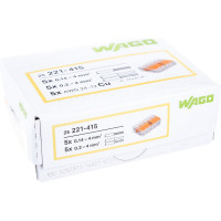 Клеммы КВТ WAGO, 221-415, 5Х4,0мм2, с рычажком, упаковка 25шт 67513