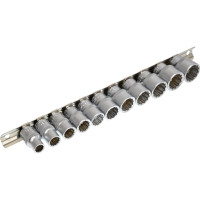Набор торцевых головок 12-гранных на планке (11 шт; 3/8DR) ROCKFORCE RF-3111-9(3104)