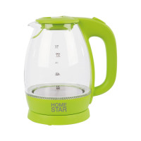 Чайник HomeStar HS-1012 1.7 л, стекло, пластик, зеленый 003943