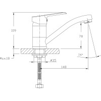 Смеситель для умывальника/кухни RUSH Victoria с укороченным поворотным изливом, хром VI7135-26