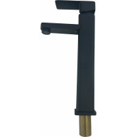 Смеситель для накладной раковины Rainsberg черный матовый, однорычажное управление, фиксированный излив. Монтаж на одно отверстие, на гайке R1001HF-1