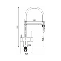 Cмеситель для кухонной мойки ROSE гибкий излив, магнит вставка, под фильтр, хром R958