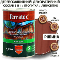 Деревозащитный декоративный состав ТЕРРАТЕКС рябина, 0.75 кг, 1 л ЭК000136991