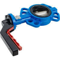 Поворотный затвор DYARM -ZP-080-16-G-G-E-HT (синий), DN080, PN16, межфланцевый/корпус GGG40/диск GGG40/уплотнение EPDM HT, с ручкой 4687203187149