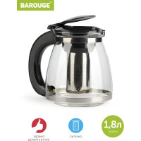Стеклянный заварочный чайник BAROUGE BF-504/24 SEVEN IDEAS с металлическим ситом, черный, 1800 мл BF-504 1800 мл/черный/чайник