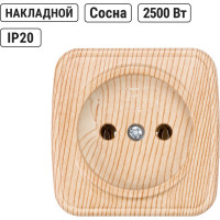 Розетка TDM ELECTRIC 2П открытой установки IP20 10А, сосна "Дача" Народная SQ1824-0037