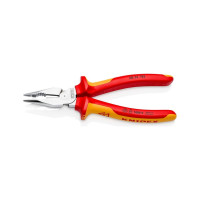 Комбинированные остроконечные плоскогубцы KNIPEX с удлинёнными губками, длина 185 мм, хром, 2-комп диэлектрические ручки KN-0826185