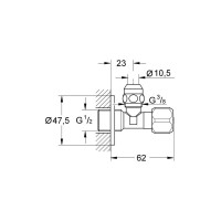 Угловой вентиль GROHE 1/2″-3/8″ для подключения смесителей, хром 2201700M
