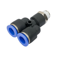 Фитинг Y-образный с наружной резьбой (10 мм; 1/4") для пластиковых трубок ROCKFORCE RF-SPX10-02(2365)