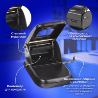Дырокол BRAUBERG металлический МОЩНЫЙ "Heavy duty", до 60 листов, черный, 226868