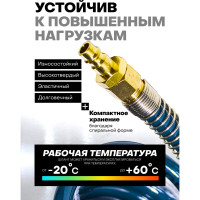 Шланг витой полиуретановый (10х14 мм,15 м, с быстроразъемами) Forsage F-1410-15M(15196)
