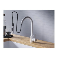 Logic Кухонный смеситель с вытягивающимся изливом, белый Dorff D3007533