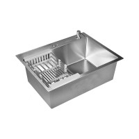 Комплект кухонная мойка из нержавеющей стали WISENT ws36050 (60x50 см) с раздвижным коландером и дозатором WS36050/WGER013/W405A/W302644