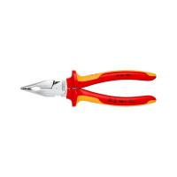 Комбинированные остроконечные плоскогубцы KNIPEX с удлинёнными губками, длина 185 мм, хром, 2-комп диэлектрические ручки KN-0826185