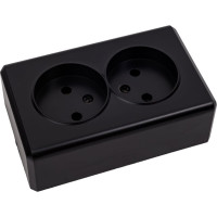 Розетка Metronex Electric Mega Black двойная без заземления FRZ00010221CMT