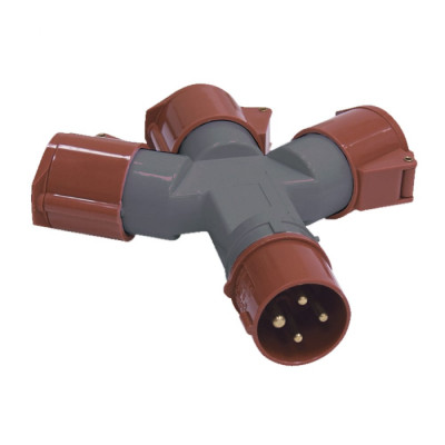 IEK Адаптер трехлучевой TS1013-214 3Р+РЕ 16А 380В IP44 PAS32-016-4