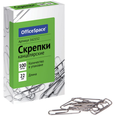 OfficeSpace Скрепки 22мм, 100., карт. упак. 162152