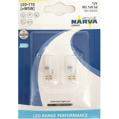 NARVA Автолампа W5W W2,1*9.5d LED 6000K блистер, 2шт 12V 180744000