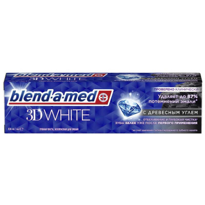 BLEND_A_MED Зубная паста 3D White Отбеливание и глубокая чистка с Древесным углем 100мл 740863