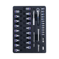 Набор торцевых головок 1/4" с принадлежностями, торцевые насадки HEX и TORX, ложемент, 37шт KING TONY 9-7537MR