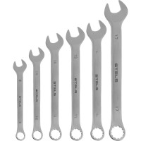 Набор комбинированных ключей 8-17мм, 6шт, CrV, матовый хром STELS 15427