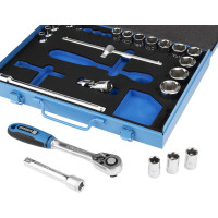 Набор торцевых 6-гранных головок 1/2" NORGAU 24 предмета с аксессуарами N1924-S832 063793024