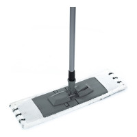 Швабра для влажной уборки In'Loran плоская, микрофибра, серая, 44х13 см, телескопическая ручка 71-120 см, арт. BS-012P