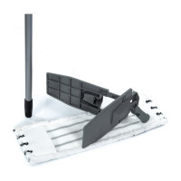 Швабра для влажной уборки In'Loran плоская, микрофибра, серая, 44х13 см, телескопическая ручка 71-120 см, арт. BS-012P