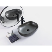 Керамическая накладная раковина BelBagno овальная, серая матовая BB1084-H311