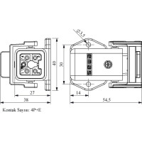 Розетка Emas пластмассовая угловая 5 полюсов, 10А, 250В EBP05PE41