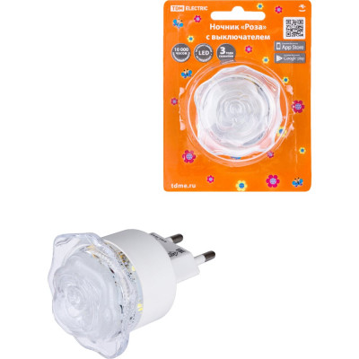 Ночник TDM ELECTRIC "Роза" с выключателем, 0,4 Вт, 220 В SQ0357-0032