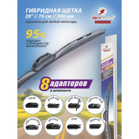 Щетка стеклоочистителя бескаркасная HYBRID 28"/70 см, 8 адаптеров SKYBEAR 707280