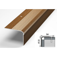 Порог угловой алюминиевый декоративный (54х41,8 мм, 1,8 м, Орех) ЛУКА УТ000002628