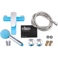 Смеситель для ванны Ekko короткий излив, переключатель в корпусе, синий E32304