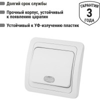Одноклавишный выключатель TDM с подсветкой 10А белый Валдай SQ1804-0004