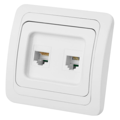 Розетка компьютерная RJ-45 + телефонная RJ-11, белая TDM Валдай SQ1804-0015