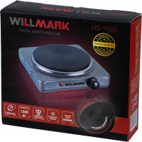 Электрическая плита WILLMARK 1 чугунная конфорка 155 мм, 1500 Вт, корпус из нержавеющей стали, серый НS-115G 2000613