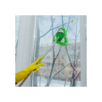 Окномойка Доляна фигурная, с телескопической стальной ручкой, цвет микс, 13х13х55 см 3092740