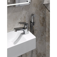 Полимерный смеситель для раковины с гигиеническим душем OneLife by Orange хром P01-022cr