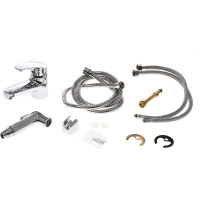 Полимерный смеситель для раковины с гигиеническим душем OneLife by Orange хром P01-022cr